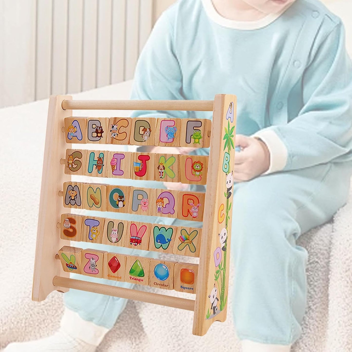 π€π§Έ Montessori Wooden Alphabet Spinner | ABC Learning & Shape Recognition Toy for Toddlers | 2+ Years ππ§