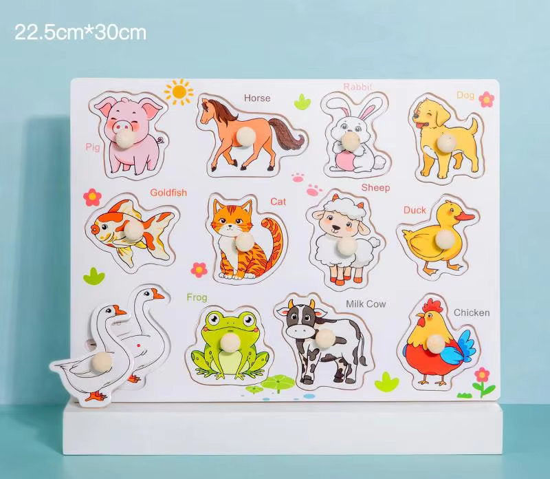 š§  Montessori Wooden Knob Puzzle Board Set ā Numbers, Letters, Animals & Vehicles ššš
°ļø