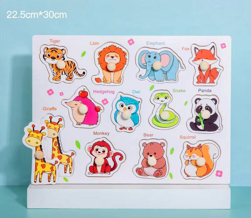 š§  Montessori Wooden Knob Puzzle Board Set ā Numbers, Letters, Animals & Vehicles ššš
°ļø