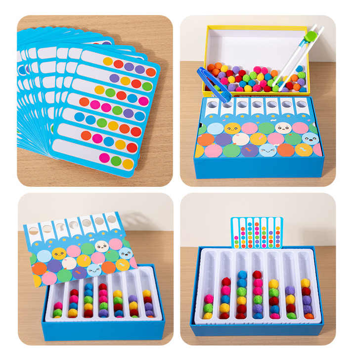 🎨🌟 Montessori Children's Enlightenment | Wooden Clip & Hair Ball Sorting Puzzle 🧠✨