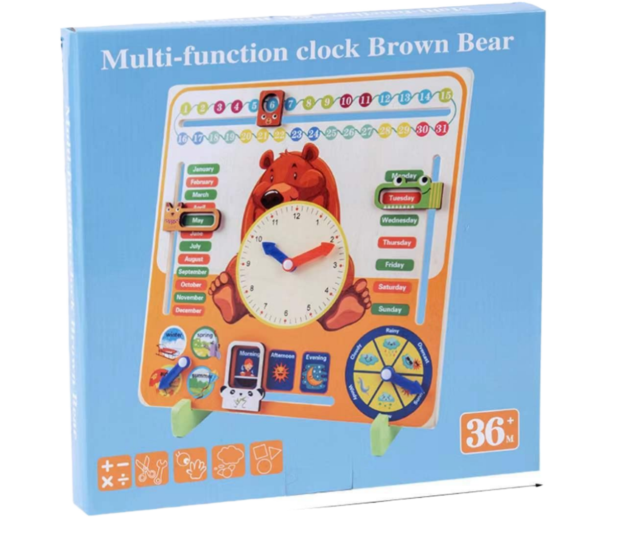 ππ» Montessori Multi-Function Wooden Clock Board | Bear & Frog Variants | Learn Time, Date, Weather & More! πΈπ€
