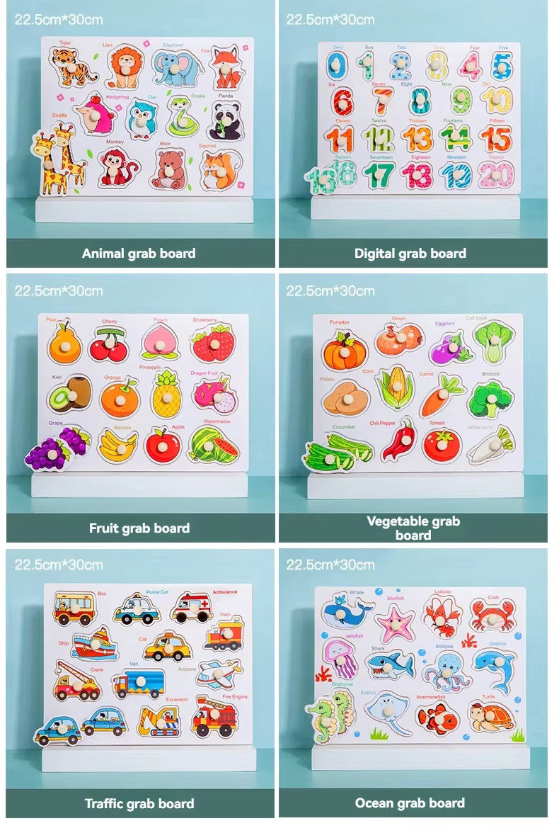 š§  Montessori Wooden Knob Puzzle Board Set ā Numbers, Letters, Animals & Vehicles ššš
°ļø
