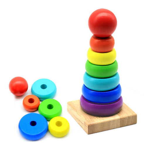 πβ¨ Montessori Rainbow Wooden Stacking Tower | Colorful Early Learning Toy ππ§