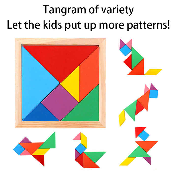 π§©π¨ Intelligent Geometric Math Wooden Tangram | Montessori Cartoon Puzzle Toy for Kids 3+ ππ§