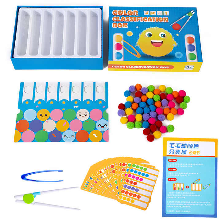 🎨🌟 Montessori Children's Enlightenment | Wooden Clip & Hair Ball Sorting Puzzle 🧠✨