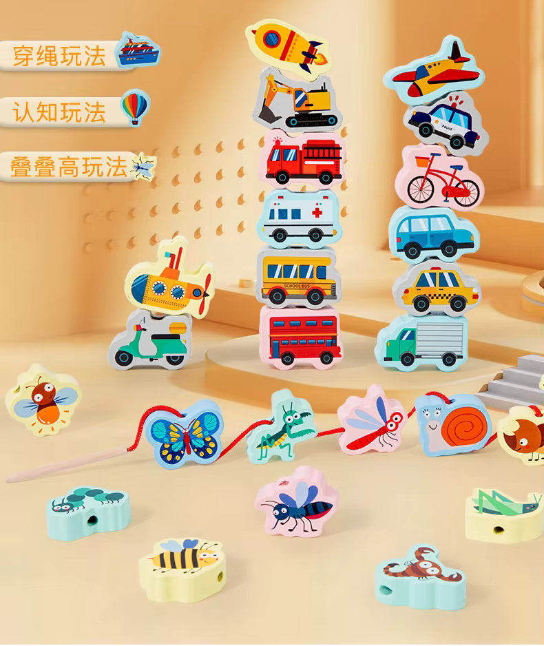 ๐จ๐  Early Educational Montessori Letter & Object Bead String Sets ๐งต๐งธ