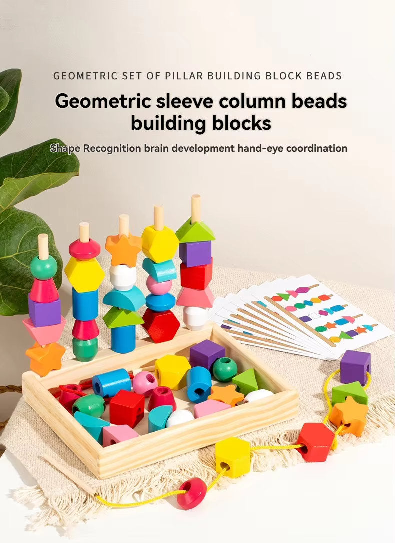 π¨ Montessori Wooden Threading & Stacking Beads Toy Set β Color & Shape Matching Fun for Toddlers π§