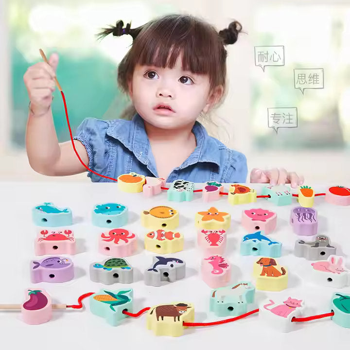 ๐จ๐  Early Educational Montessori Letter & Object Bead String Sets ๐งต๐งธ