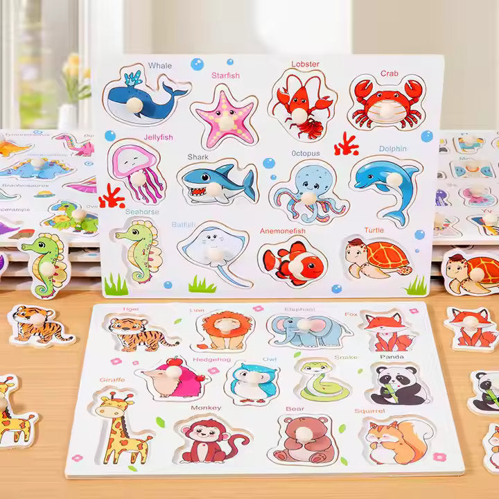 š§  Montessori Wooden Knob Puzzle Board Set ā Numbers, Letters, Animals & Vehicles ššš
°ļø