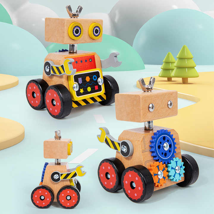 π¨π€ Wooden Busy Robot Building Block Car | 3D Intelligent STEM Toy for Early Education π§ π
