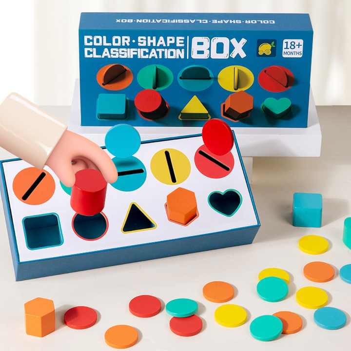 πΆπ· Montessori Wooden Geometric Shape Matching Blocks | Color & Cognitive Learning Toy ππ§