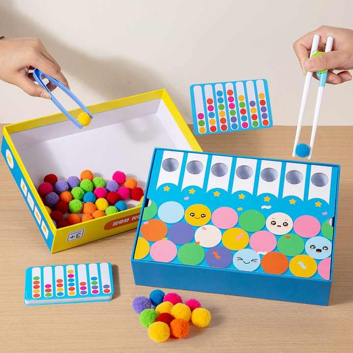 🎨🌟 Montessori Children's Enlightenment | Wooden Clip & Hair Ball Sorting Puzzle 🧠✨