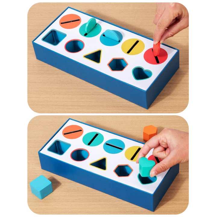 πΆπ· Montessori Wooden Geometric Shape Matching Blocks | Color & Cognitive Learning Toy ππ§