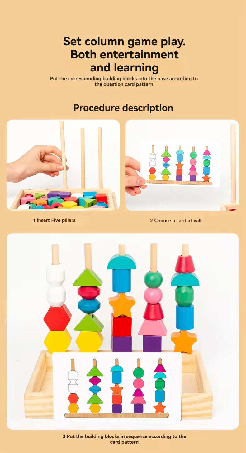 π¨ Montessori Wooden Threading & Stacking Beads Toy Set β Color & Shape Matching Fun for Toddlers π§