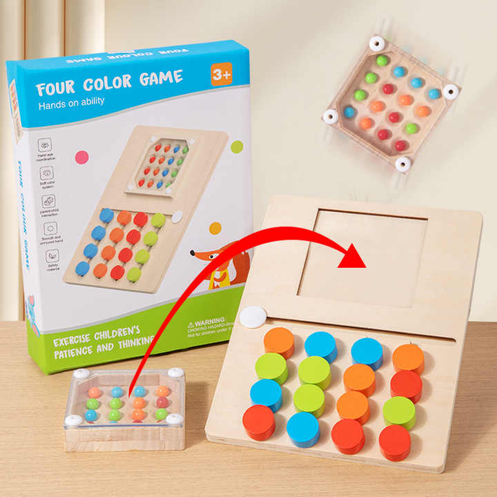 🎯🧩 Four-Color Logic Game | Montessori Wooden Brain Puzzle Toy for Kids 3+ 🎨♻️