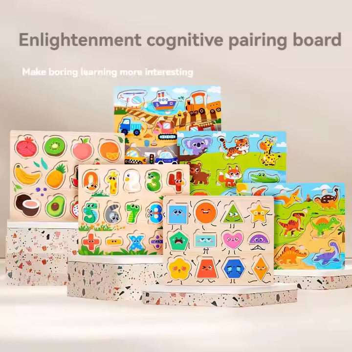 π§ π Montessori Cognitive Wooden Puzzle Board | Multi-Theme Early Education Toy for Kids Ages 3+ πΆπ