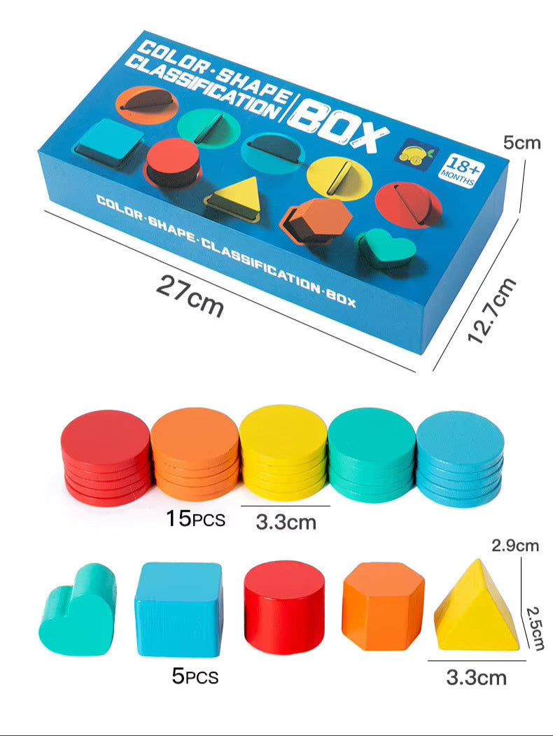 πΆπ· Montessori Wooden Geometric Shape Matching Blocks | Color & Cognitive Learning Toy ππ§
