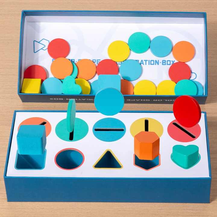 πΆπ· Montessori Wooden Geometric Shape Matching Blocks | Color & Cognitive Learning Toy ππ§