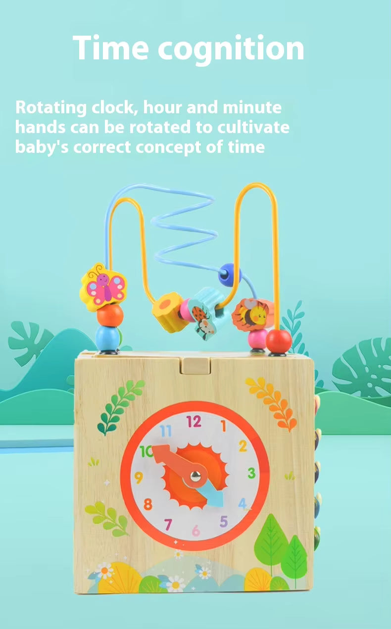 π§©π Montessori Multifunctional Activity Box | 5-in-1 Wooden Busy Cube with Bead Maze | Early Learning Fun for Toddlers π πΆ