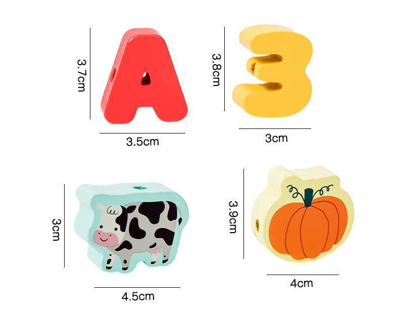 ๐จ๐  Early Educational Montessori Letter & Object Bead String Sets ๐งต๐งธ