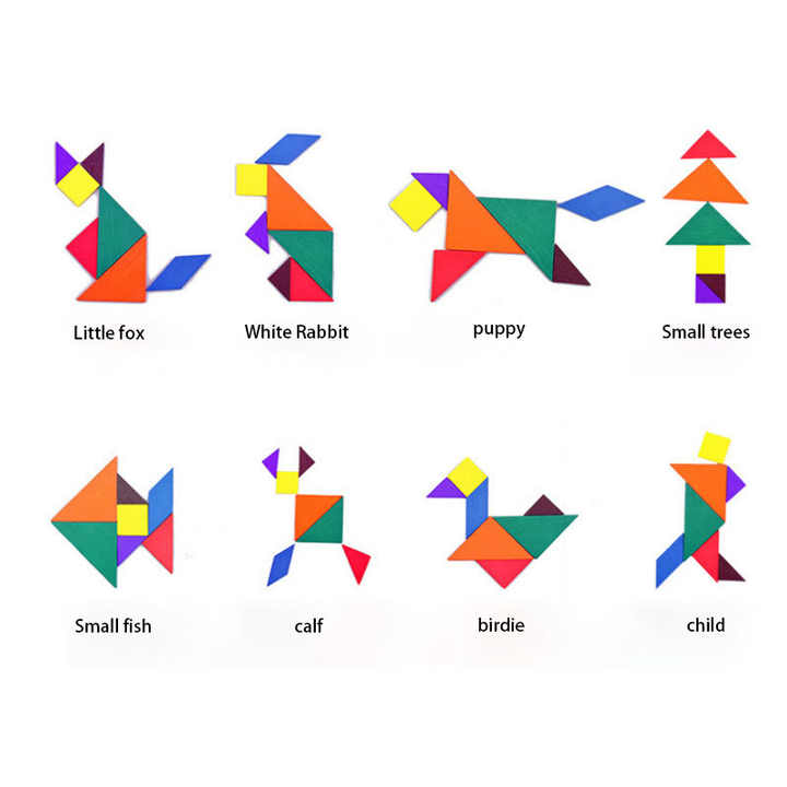 π§©π¨ Intelligent Geometric Math Wooden Tangram | Montessori Cartoon Puzzle Toy for Kids 3+ ππ§