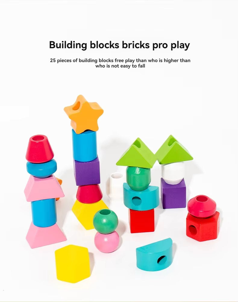 π¨ Montessori Wooden Threading & Stacking Beads Toy Set β Color & Shape Matching Fun for Toddlers π§
