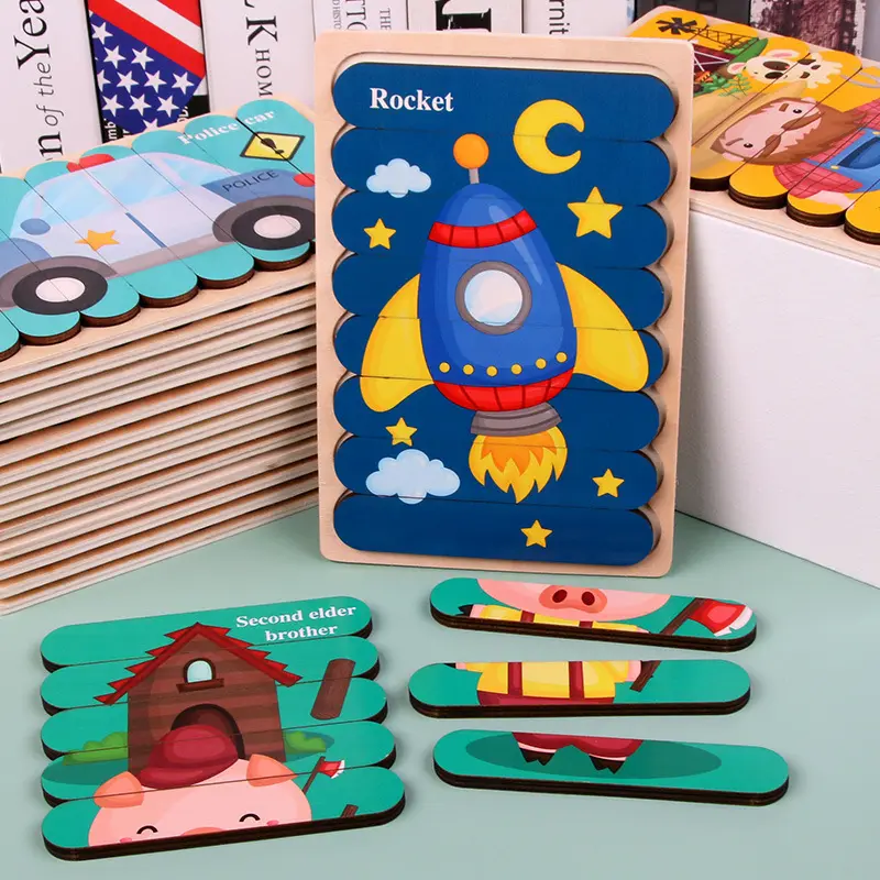 π§©π§  Montessori Two-Sided Puzzle Strips | Wooden Learning Toy for Toddlers ππ