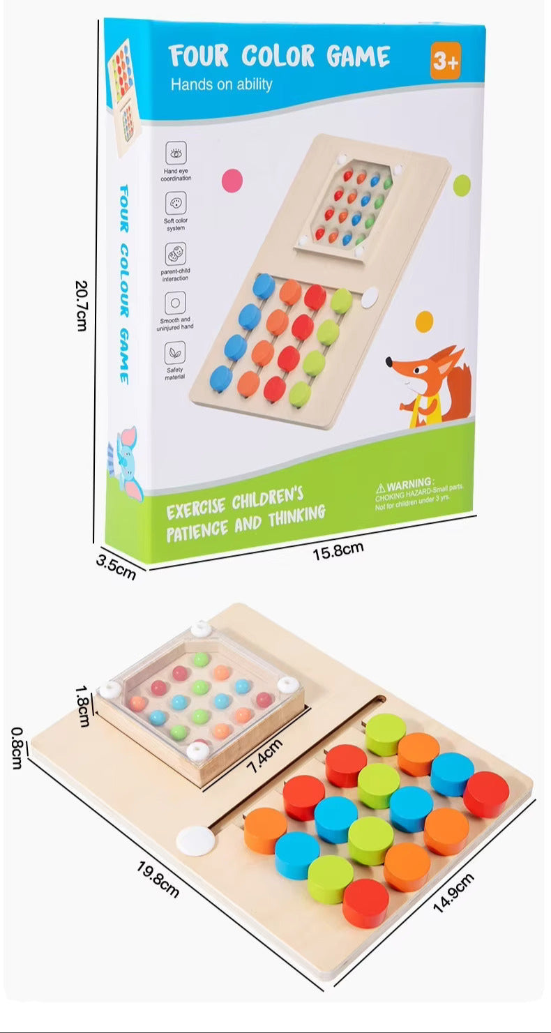 🎯🧩 Four-Color Logic Game | Montessori Wooden Brain Puzzle Toy for Kids 3+ 🎨♻️