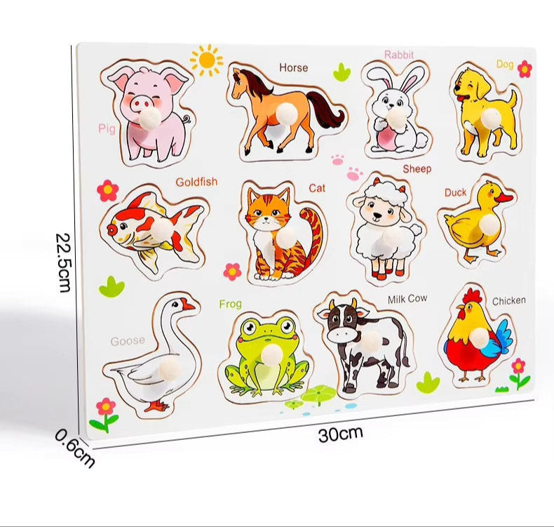 š§  Montessori Wooden Knob Puzzle Board Set ā Numbers, Letters, Animals & Vehicles ššš
°ļø