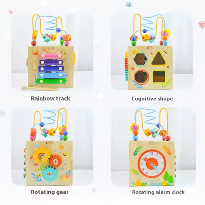 π§©π Montessori Multifunctional Activity Box | 5-in-1 Wooden Busy Cube with Bead Maze | Early Learning Fun for Toddlers π πΆ