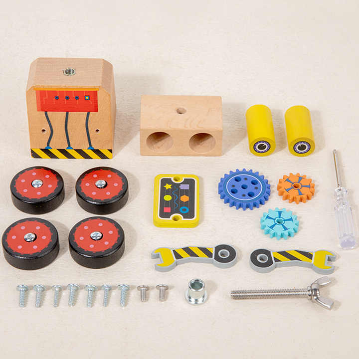 π¨π€ Wooden Busy Robot Building Block Car | 3D Intelligent STEM Toy for Early Education π§ π