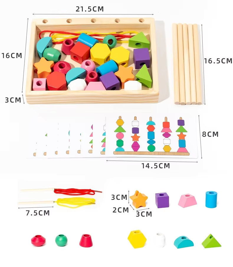 π¨ Montessori Wooden Threading & Stacking Beads Toy Set β Color & Shape Matching Fun for Toddlers π§