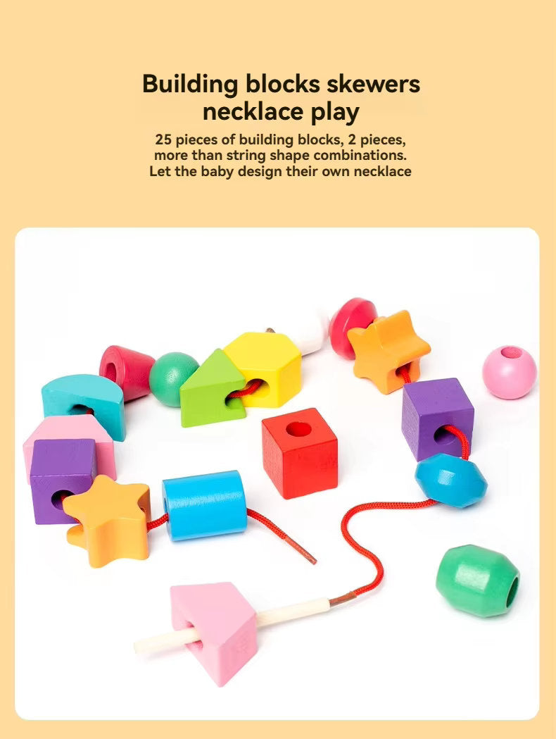 π¨ Montessori Wooden Threading & Stacking Beads Toy Set β Color & Shape Matching Fun for Toddlers π§