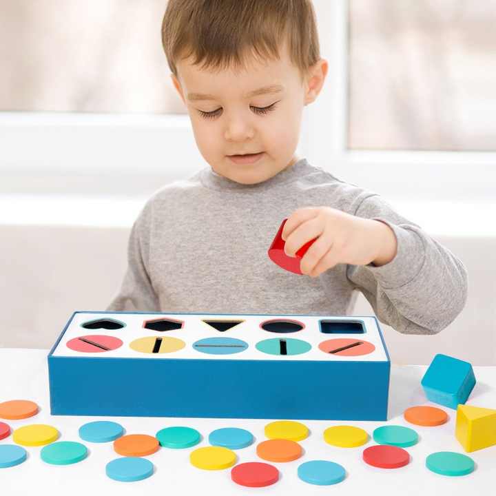 πΆπ· Montessori Wooden Geometric Shape Matching Blocks | Color & Cognitive Learning Toy ππ§