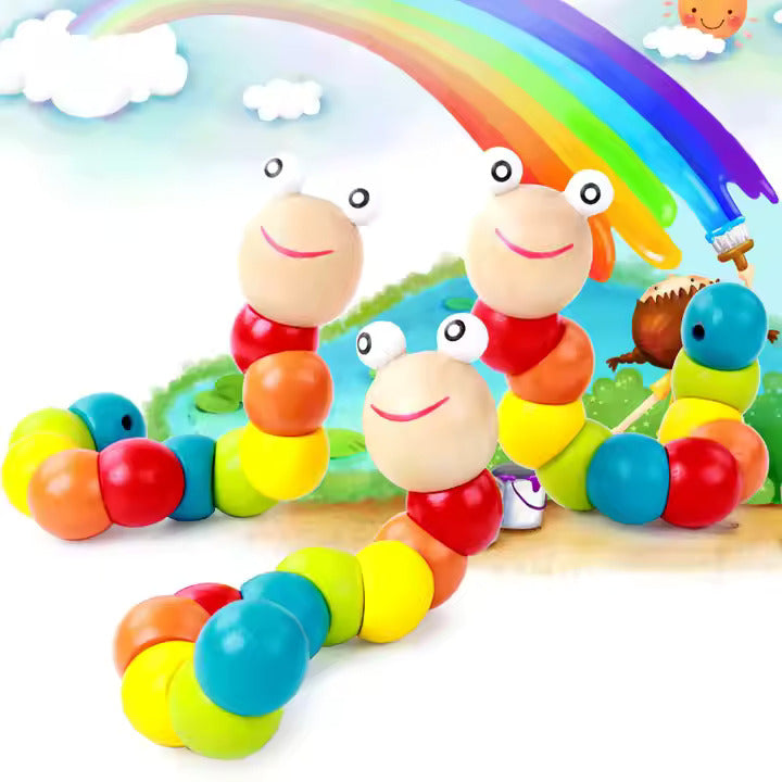 šš Montessori Wooden Twist Caterpillar Puzzle Toy | Interactive Learning & Creativity šš§