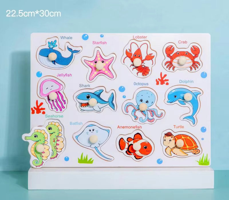 š§  Montessori Wooden Knob Puzzle Board Set ā Numbers, Letters, Animals & Vehicles ššš
°ļø