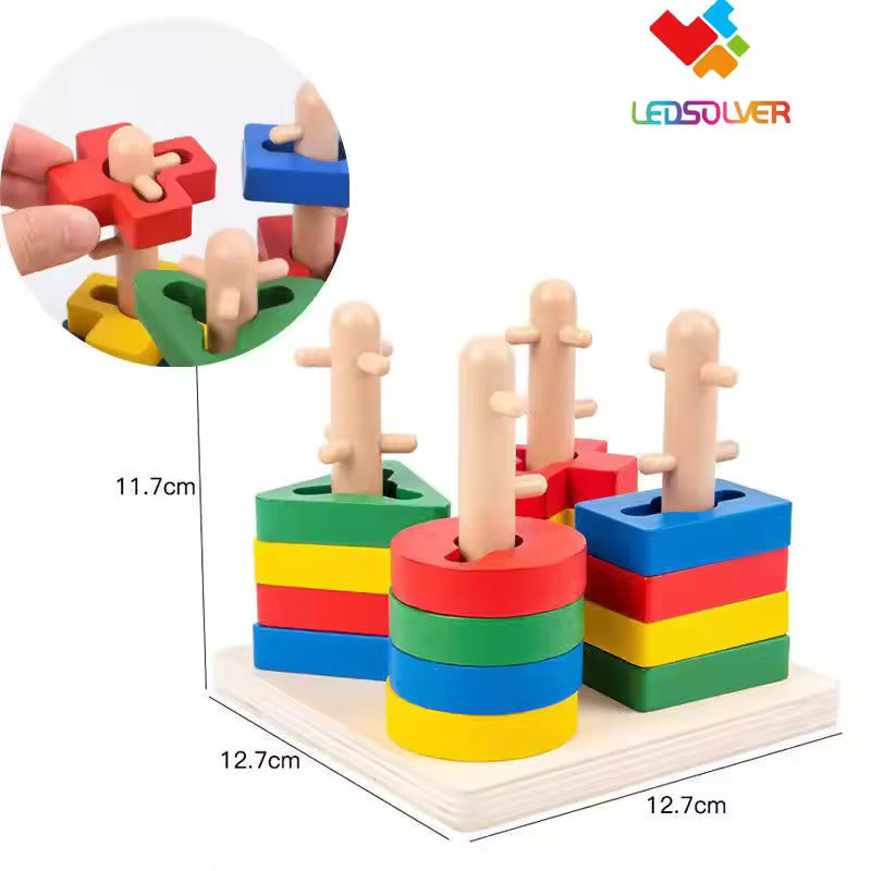 ππΊ Montessori Wooden Sorting & Stacking Puzzle | Early Educational Toy ππ§