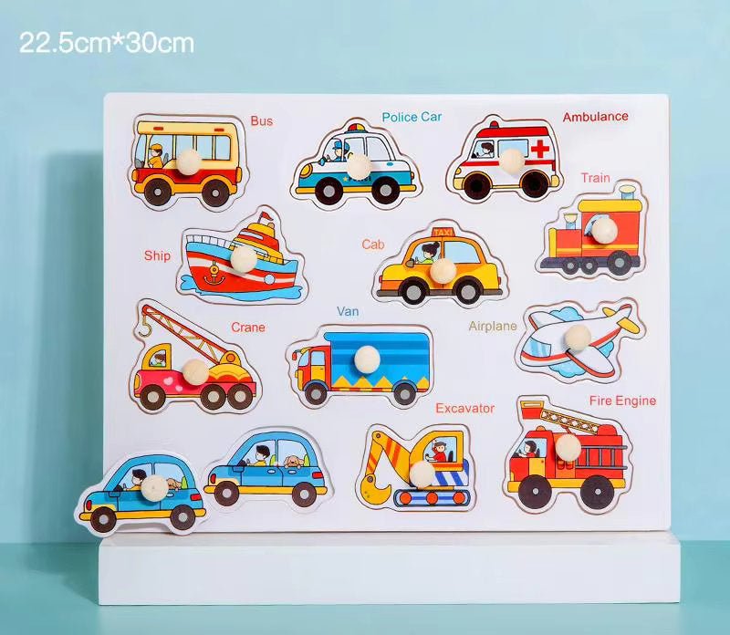 š§  Montessori Wooden Knob Puzzle Board Set ā Numbers, Letters, Animals & Vehicles ššš
°ļø
