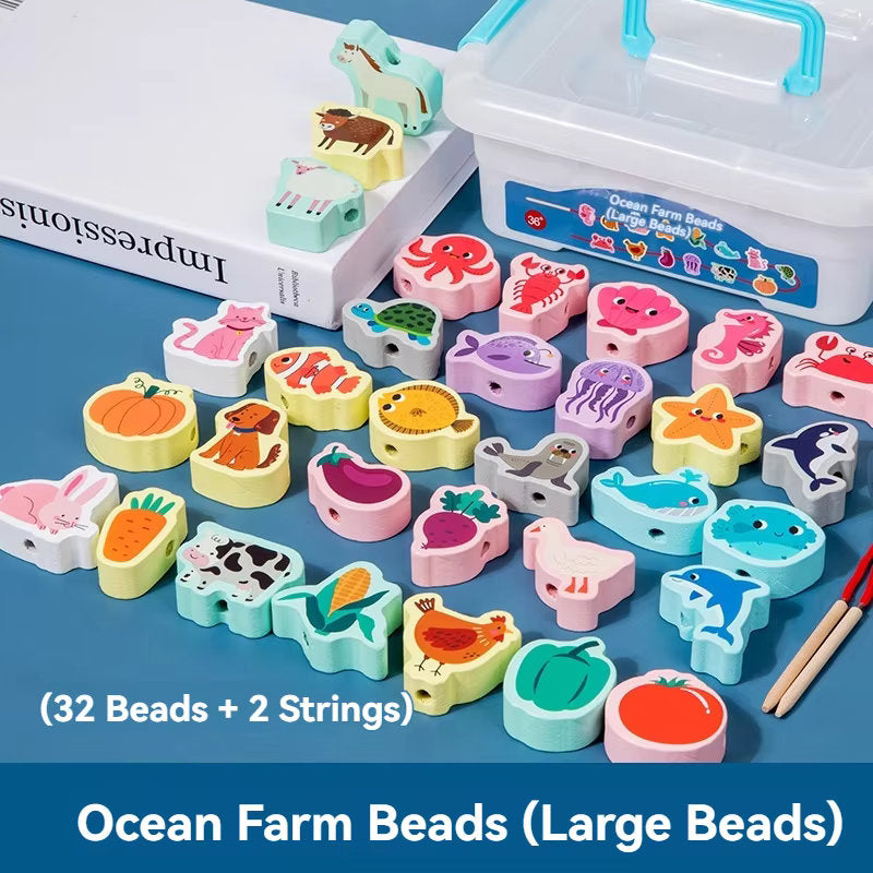 ๐จ๐  Early Educational Montessori Letter & Object Bead String Sets ๐งต๐งธ