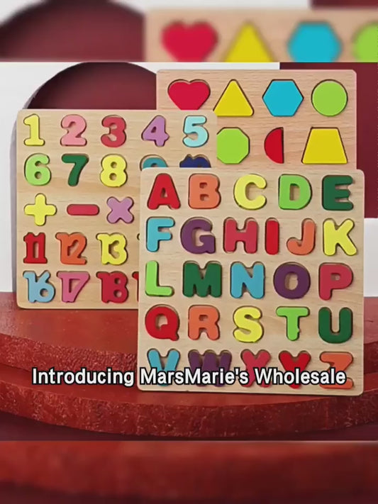 ๐๐ข Wooden Board Alphabet, Numbers & Shapes Kids Montessori 3D Puzzle ๐๐ง