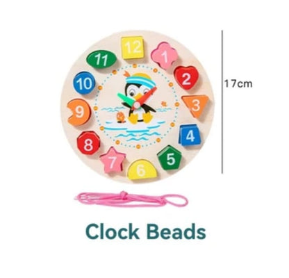 🦊⏰ Wooden Beaded & Clock Puzzle | Montessori Number & Shape Recognition 🌟🧠
