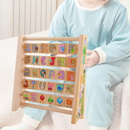🔤🧸 Montessori Wooden Alphabet Spinner | ABC Learning & Shape Recognition Toy for Toddlers | 2+ Years 🌈🧠