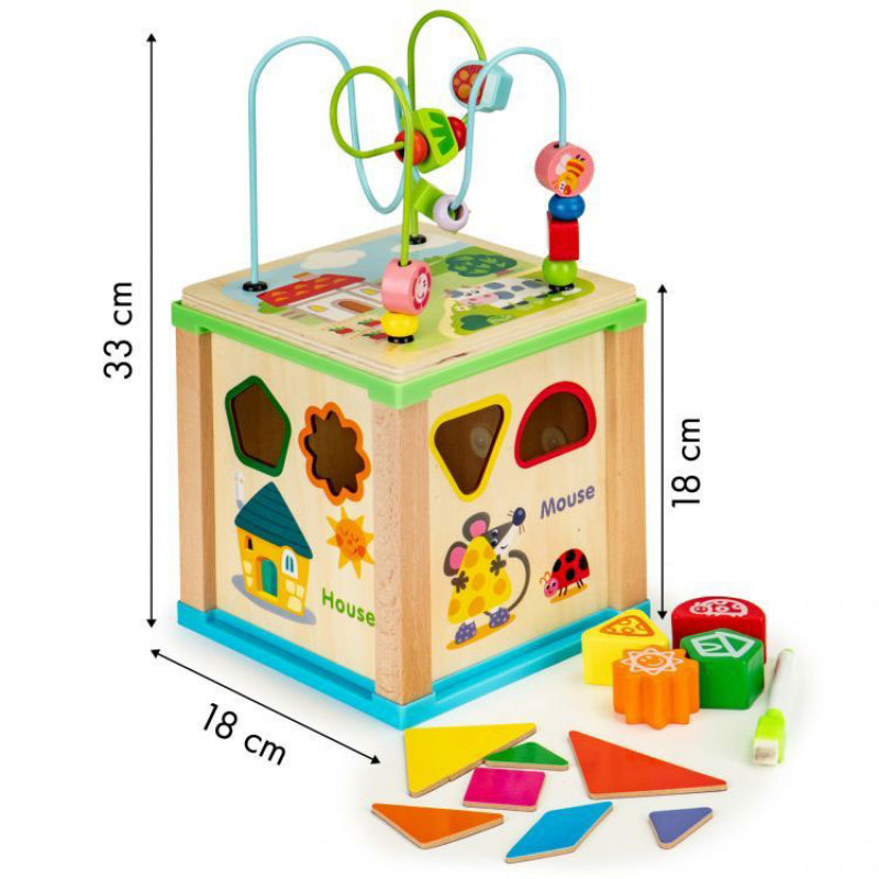 🧩🎛 Montessori Multifunctional Activity Box | 5-in-1 Wooden Busy Cube with Bead Maze | Early Learning Fun for Toddlers 🎠👶