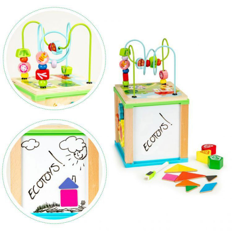 🧩🎛 Montessori Multifunctional Activity Box | 5-in-1 Wooden Busy Cube with Bead Maze | Early Learning Fun for Toddlers 🎠👶