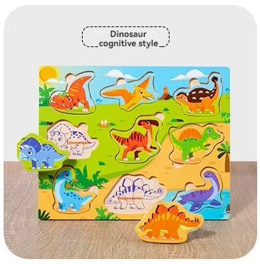 🧠🍓 Montessori Cognitive Wooden Puzzle Board | Multi-Theme Early Education Toy for Kids Ages 3+ 🐶🚜