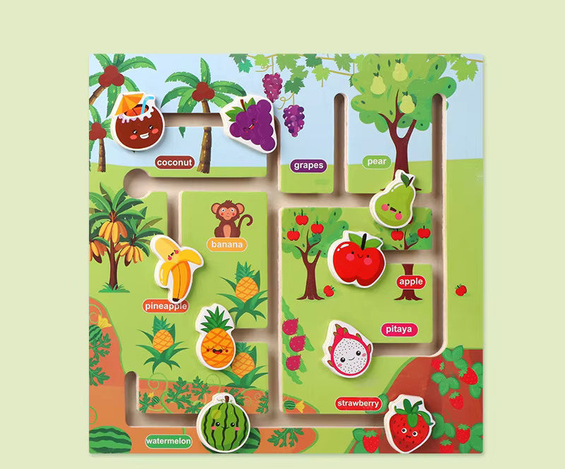 🚀🌍 Montessori Maze Learning Board | Wooden Early Education Toy for Kids | Parent-Child Puzzle Game 🧩🐮