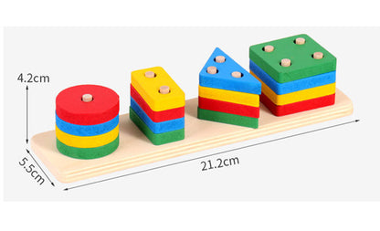🌟✨ Montessori Wooden Educational Geometric Shape Matching Blocks 🌈🧠