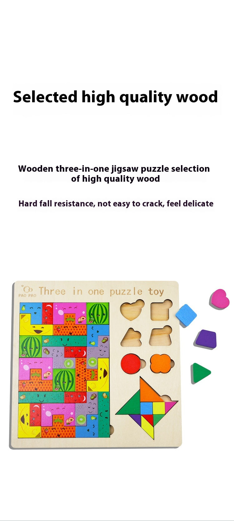 🧩 Wooden 3‑in‑1 Intelligence Puzzle Board 🌈
