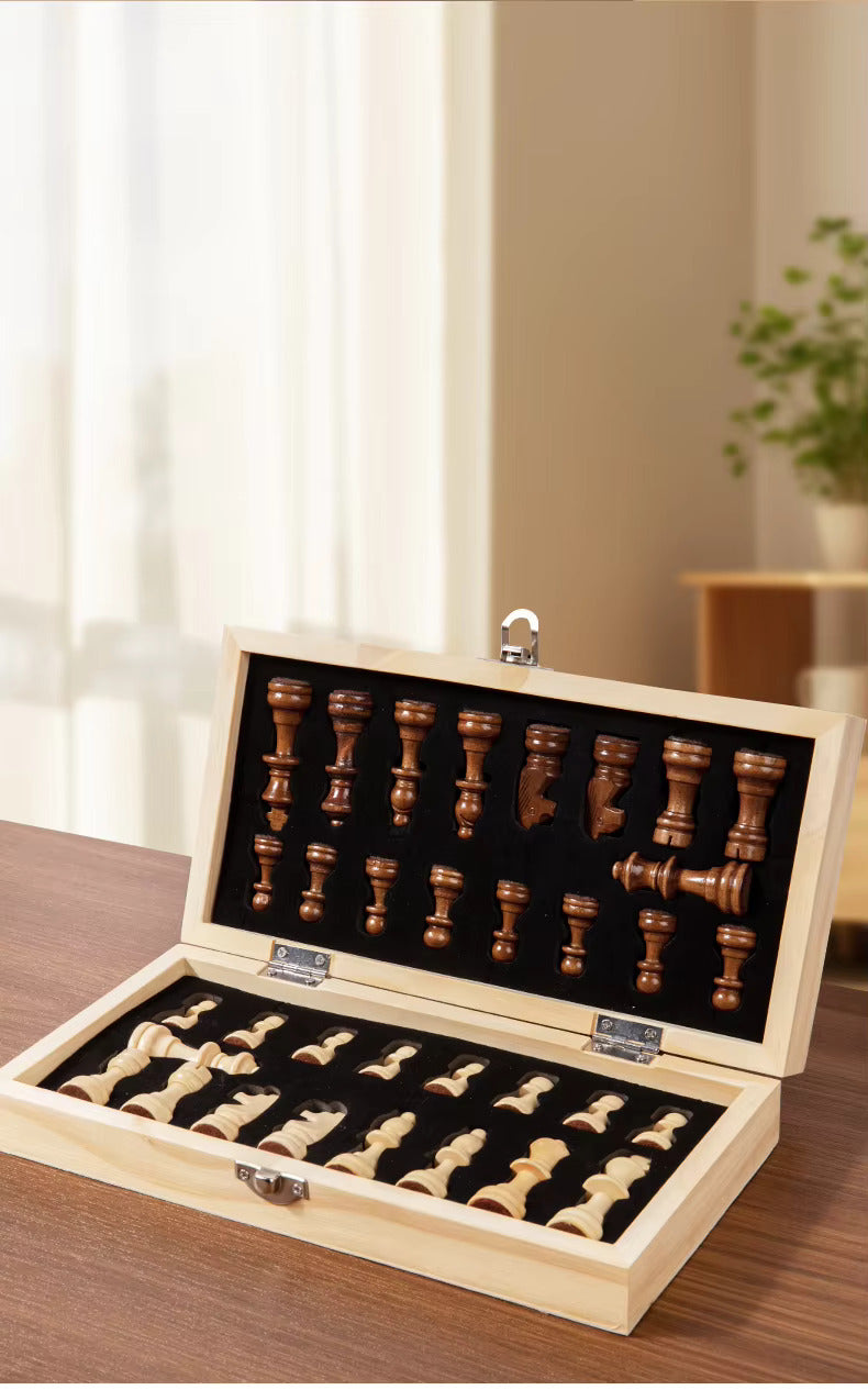 Classic Wooden Foldable Chess Set – Educational & Portable Strategy Game for Kids and Adults