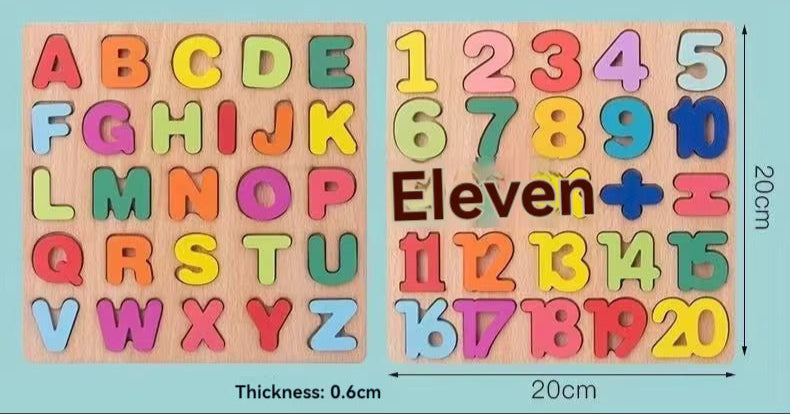 🌈🔢 Wooden Board Alphabet, Numbers & Shapes Kids Montessori 3D Puzzle 🌟🧠